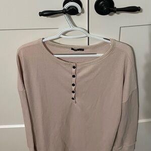 Cream Pink Long Sleeve 3/4 Buttoned